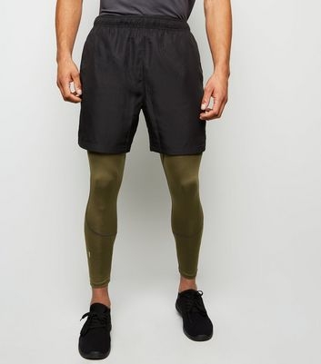 Khaki Sports Stretch Running Tights