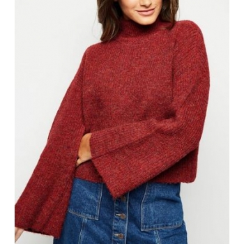 Red Flare Sleeve Boxy Jumper