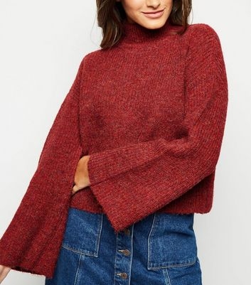 Red Flare Sleeve Boxy Jumper