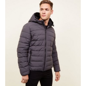 Dark Grey Hooded Puffer Coat