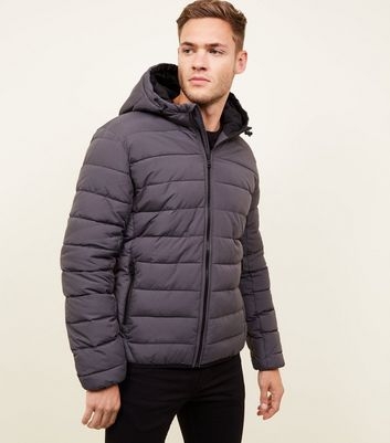 Dark Grey Hooded Puffer Coat