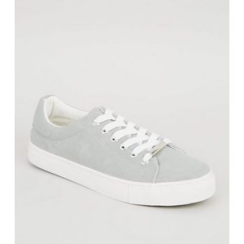 Grey Faux Nubuck Lace Up Trainers