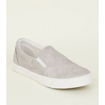 Grey Faux Snake Slip On Trainers