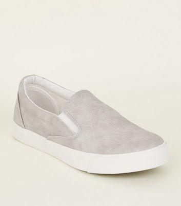 Grey Faux Snake Slip On Trainers