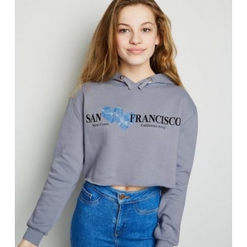 Girls Pale Blue San Francisco Slogan Hoodie