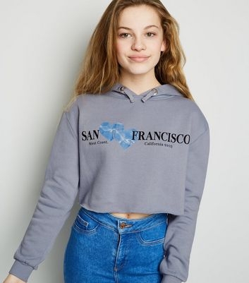 Girls Pale Blue San Francisco Slogan Hoodie