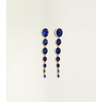 Blue Premium Oval Gem Drop Earrings