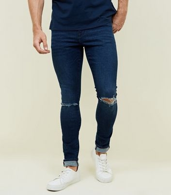 Indigo Ripped Knee Skinny Stretch Jeans