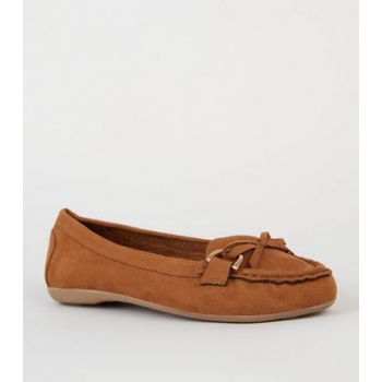 Wide Fit Tan Suedette Mocassin Loafers