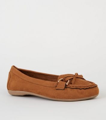 Wide Fit Tan Suedette Mocassin Loafers