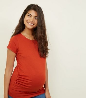 Maternity Orange Short Sleeve T-Shirt