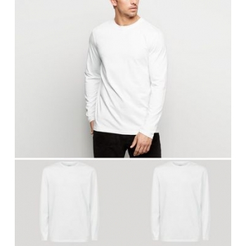 2 Pack White Long Sleeve T-Shirts