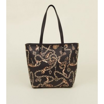 Black Chain Print Tote Bag