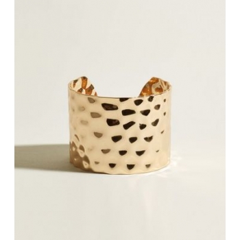 Gold Beaten Wide Cuff Bracelet