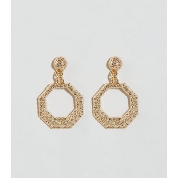 Gold Premium Hexagon Hoop Earrings