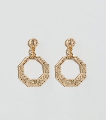 Gold Premium Hexagon Hoop Earrings