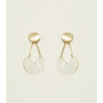 WANTED White Notched Resin Earrings