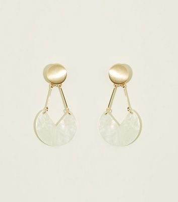 WANTED White Notched Resin Earrings