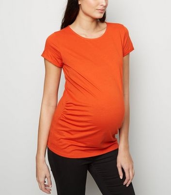 Maternity Bright Orange Short Sleeve T-Shirt