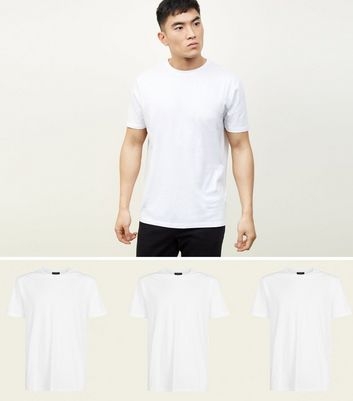 3 Pack White Crew Neck T-Shirts