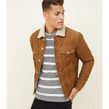 Camel Borg Lined Corduroy Jacket