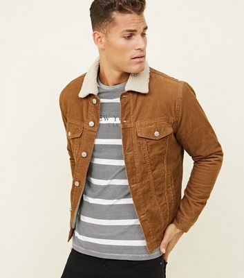 Camel Borg Lined Corduroy Jacket