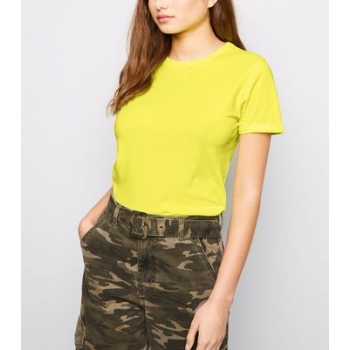 Yellow Neon Cotton Roll Sleeve T-Shirt