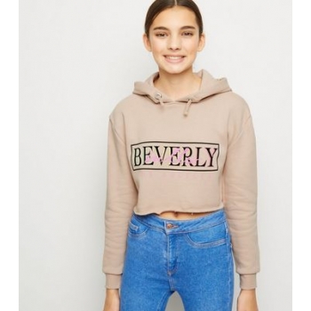 Girls Light Brown Beverly Hills Slogan Hoodie