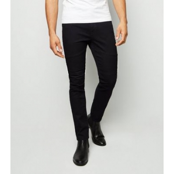 Black Stitched Panel Biker Skinny Jeans