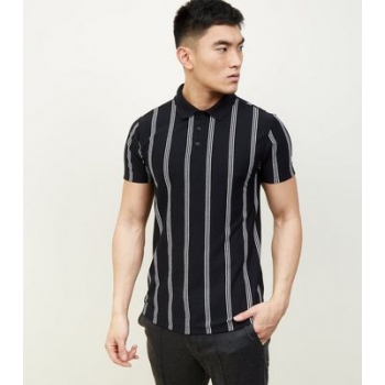 Black Vertical Stripe Polo T-shirt