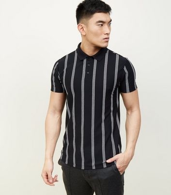 Black Vertical Stripe Polo T-shirt