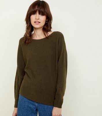 Khaki Batwing Sleeve Jumper