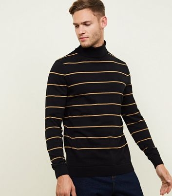 Black Stripe Roll Neck Jumper