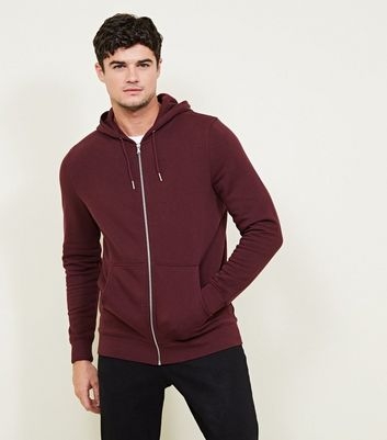 Burgundy Zip Through Hoodie