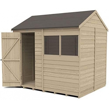 Forest Garden 8 x 6 Overlap Pressure Treated Reverse Apex Wooden Garden Shed