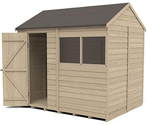 Forest Garden 8 x 6 Overlap Pressure Treated Reverse Apex Wooden Garden Shed