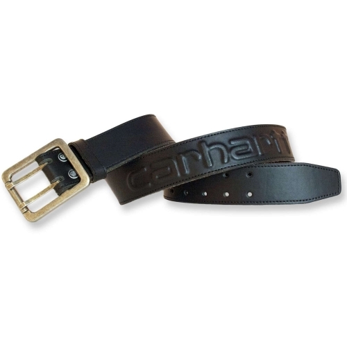 Carhartt Mens Full Grain Leather Edge Stitched Burnished Logo Belt Waist 34' (86cm)