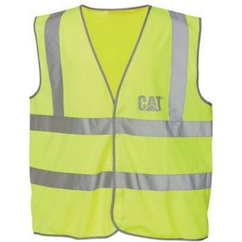 Caterpillar Mens Hi Vis Work Safety Vest Waistcoat Yellow