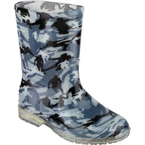 Cotswold Boys Patterned PVC Kids Childrens Welly Wellington Grey