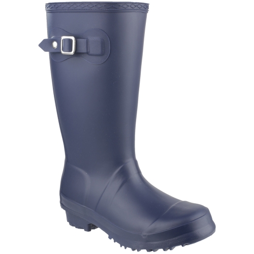 Cotswold Girls Buckingham PVC Buckle Welly Wellington Boot Navy