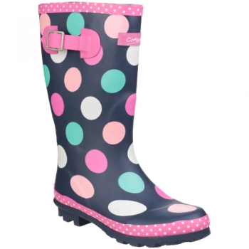 Cotswold Girls Dotty Waterproof Knee Length Pull on Wellington Boots UK Size 1 (EU 33)