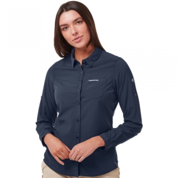 Craghoppers Womens NosiLife Bardo Wicking Long Sleeve Shirt 10 - Bust 34' (86cm)