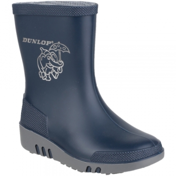 Dunlop Boys Mini Elephant Waterproof PVC Welly Wellington Boots UK Size 4 (EU 21) Toddler