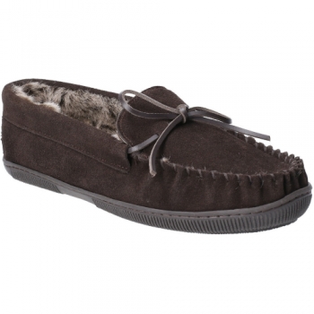 Hush Puppies Mens Ace Suede Faux Fur Lined Slip On Slippers UK Size 10 (EU 44.5, US 11)