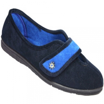 Mirak Ladies Andrea Touch Fastening Flower Detail Slipper Navy