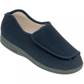 Mirak Mens Fife Touch Fastening Textile Bootie Slipper Navy