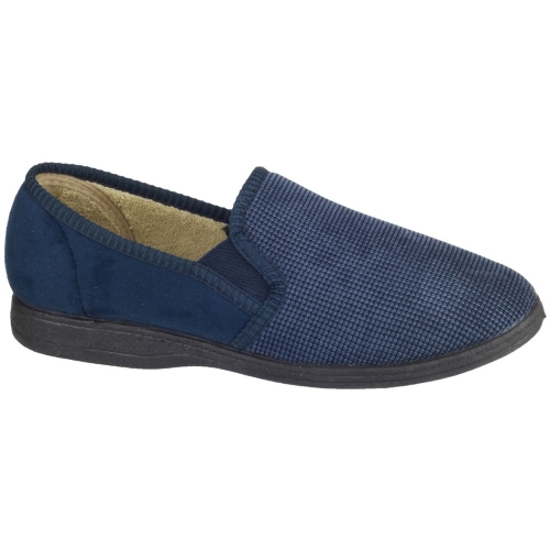 Mirak Mens Tim Slip On Fleece Lined Corduroy Slipper Navy