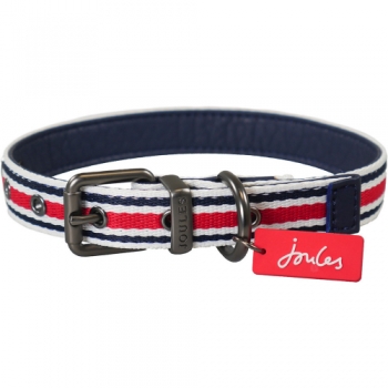 Joules Striped Stripe Embellished Dog Collar Large- 18-22', (48-56cm)