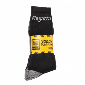 Regatta Mens Workwear 3 Pack Socks Black