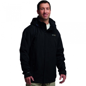 Regatta Mens Matt Waterproof Hooded Shell Jacket Black RMW201